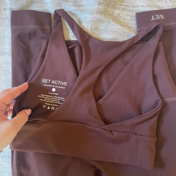SET Active Brown Sports Bra and Leggings Set - Picture 4 of 4